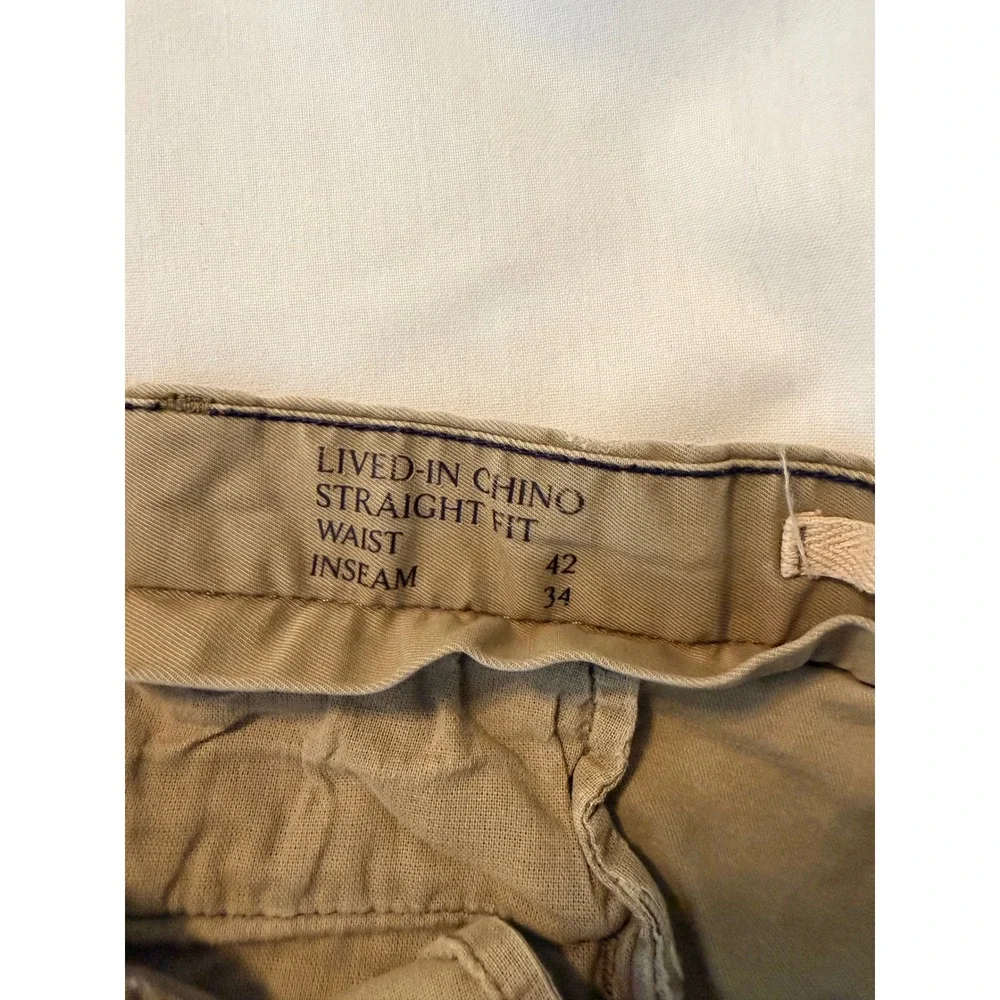 Banana Republic Mens Lived-In Chino Straight Fit Khaki Tan Pants 42x34